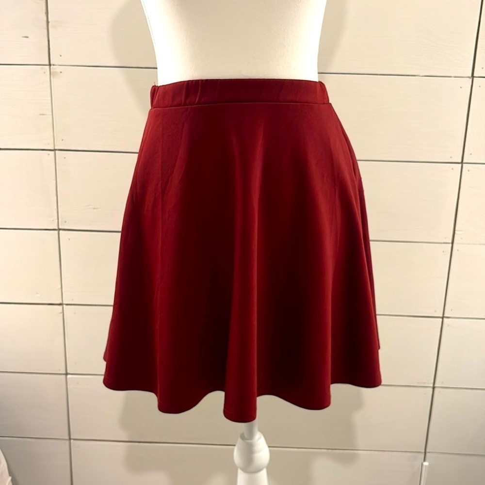 Society Red Mini Skater Skirt Casual